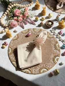 Handmade Beaded Round Fabric Placemat Luxury Design 450mm Diameter Eco-Friendly Decorative Table <b>Mat</b> - Product Image 5