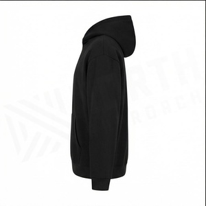 เสื้อฮู้ดดี้ผู้ชายทรงโอเวอร์ไซส์ สีดำ ผ้าฝ้ายเฟรนช์เทอร์รี่ สไตล์ลำลอง มีกระเป๋าหน้า ทรงปกติ สไตล์ฤดูใบไม้ร่วง - Product Image 3