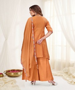 Salwar Kameez Tradicional Naranja para Mujer, Ropa Étnica Informal de Algodón, Largo hasta el Tobillo, Estilo India Pakistán 86754 DIVA-171 - Product Image 2
