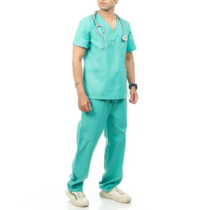 Hospital Medical Men's <b>Doctor</b> Scrub Suits Stretchy Nursing Surgical Scrub Uniforms <b>Sets</b> with Knitted Fabric for Men - Product Image 5