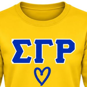 Sudadera con Cuello Redondo para Mujer Sigma Gamma Rho, Amarilla, con Gráfico de Letras Griegas Personalizadas, Estilo Casual, para la Universidad, Moda Urbana - Product Image 5