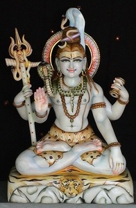 Indian Lord Shiva Marble Statue, White <b>Stone</b> Shiv Shankar Murti - Product Image 3
