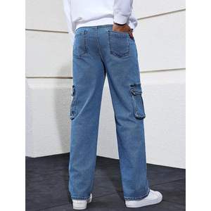 2025กางเกงยีนส์ขาตรงสำหรับผู้ชาย, กางเกงยีนส์ผ้าฝ้าย100% คลาสสิกทรงหลวมยืดได้มีซิปตกแต่งกันรอยยับ6XL - Product Image 4