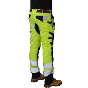 Pantalons de travail haute visibilité pour hommes, polyester, bande réfléchissante, pantalons de sécurité avec plusieurs poches pour les ouvriers du bâtiment - Product Image 3