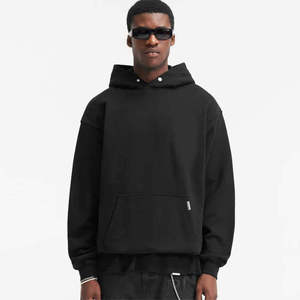 Custom Wholesale Heavyweight Cotton Oversized Hoodie Men Streetwear Blank <b>Plain</b> Drop Shoulder Pullover Hoodie <b>Sweatshirt</b> Unisex - Product Image 1