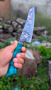 Nouvelle édition, couteau de chef de cuisine ambidextre fait main, haute dureté, lame en cuivre Damas de 8 pouces avec manche en résine - Product Image 3