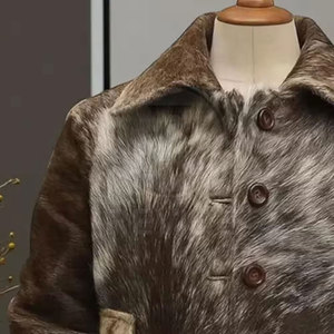 <b>Top</b> Rated <b>High</b> Quality Eco-Friendly Breathable Winter Hair on <b>Leather</b> Jacket OEM Service Front Logo - Product Image 4
