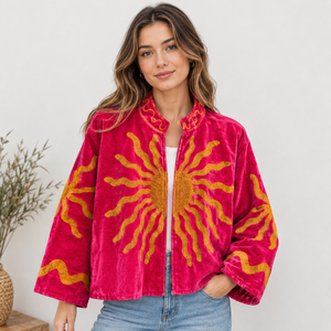 Chaqueta Bomber de Terciopelo para Mujer Tallas Grandes, Estilo Denim Bordado, Reversible, Exterior de Algodón, Ropa Casual Urbana para Adultos, ODM - Product Image 2