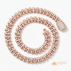 Rose Gold Plated Moissanite Necklace Hip Hop Party Fashion Jewelry <b>Cross</b> Link <b>Chain</b> Women Men Elegant Gift New York City Fine - Product Image 1