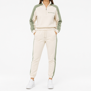 Conjunto Deportivo de Algodón Vintage con Logotipo Personalizado y Bordado de Encaje para Mujer, con Ribete, Cierre de Cremallera, 2 Piezas, para Invierno - Product Image 2