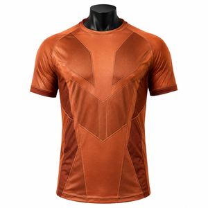 Camiseta de Fútbol Personalizada Unisex Naranja de Manga Corta con Estampado Geométrico Sublimado, Absorbente de Humedad, Ajustada, 100% Poliéster Antibacteriano - Product Image 1