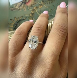 Bague de luxe en diamant de laboratoire taille ovale pour femme, en argent sterling, pour fiançailles, mariage, anniversaire, bijoux fins modernes, cadeau - Product Image 2