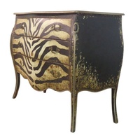 Cómoda con estampado de cebra vintage, cómoda de madera maciza de estilo francés para juego de muebles de dormitorio antiguo y muebles de Hotel
