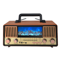 Radio rétro ELETREE FP-331-S avec lumière d'ambiance, haut-parleur Bluetooth, radio AM/FM/SW 4 bandes, radio sans fil avec charge USB C, panneau solaire