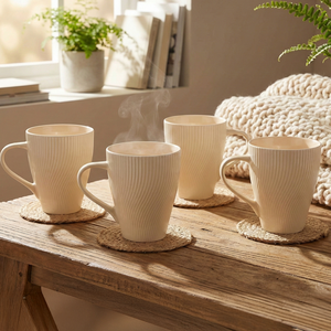 ชุดแก้วเซรามิกเนื้อ Bone China สีพีชอ่อน ลายดอกไม้น่ารัก ดีไซน์พิเศษ ไม่ซ้ำใคร จำนวน 6 ใบ ใช้กับไมโครเวฟได้ เหมาะสำหรับกาแฟ  พร้อมสำหรับการพิมพ์ลายแบบ Sublimation - Product Image 5