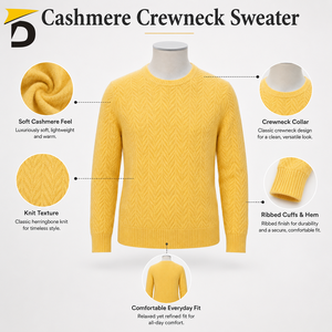 Pull en cachemire pour homme, col rond, séchage rapide, respirant, toucher doux, texture raffinée, silhouette intemporelle, style décontracté chic pour tous les jours - Product Image 6