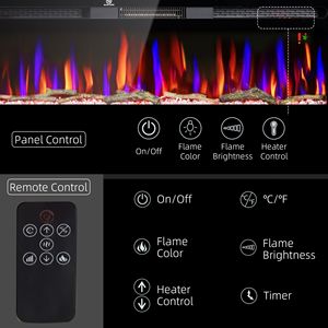 Caminetto Elettrico in Vetro con Display LED Lineare da 50 Pollici, Montabile a Parete, Telecomando, Fiamma Regolabile, Colore e Luminosità Regolabili, per Auto - Product Image 5