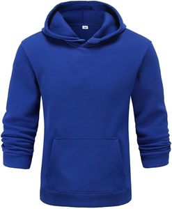 Sudadera con Capucha Azul Rey para Hombre, Corte Regular, Forro Polar, Estilo Desgastado, Sudadera de Invierno - Product Image 4