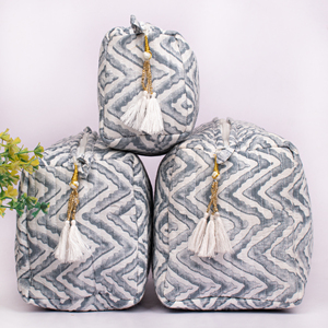 Juego de Bolsas de Maquillaje de Lujo Acolchadas de Algodón con Estampado Floral Ecológico para Mujer, Bolsa Organizadora de Cosméticos para Viaje, Promocional y de Marca - Product Image 2