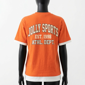 Camiseta Premium de Algodón 200 GSM para Mujer, Color Naranja, Dobladillo en Contraste, Logotipo Serigrafiado, Camiseta Casual de Doble Capa - Product Image 3