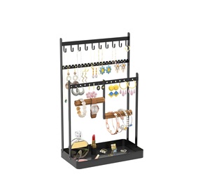 Organizador de Joyas de Dos Niveles con Paneles para Pendientes, Ganchos para Collares, Barras para Pulseras, Bandeja de Almacenamiento Antienredos y Ahorro de Espacio - Product Image 2