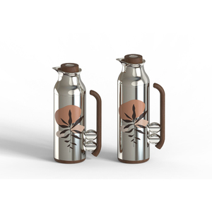 Gourde isotherme en acier inoxydable Glam avec motif floral et poignée en bois, idéale pour la cuisine et la table - Product Image 2