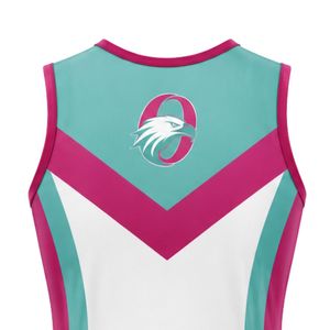 Vestido de Netball Sublimado Blanco y Rosa, Uniforme Deportivo sin Mangas para Mujer, Jersey para Partidos, Ropa de Entrenamiento en Equipo, Rendimiento Atlético - Product Image 6