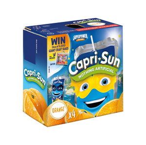 Superior Caprii Sunn Sin Azúcar Añadido, Bolsa de Jugo de Naranja, Manzana y Grosella Negra - Product Image 1