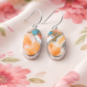 Boucles d'oreilles pendantes en cuivre et turquoise naturelles, argent 925, plaqué or rose et or jaune, ovales, faites à la main, bijoux pour femmes, cadeau - Product Image 1