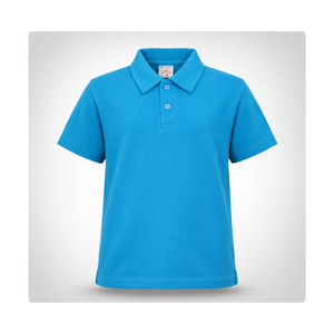 Polo T-shirt en gros, uniforme scolaire unisexe pour enfants à manches courtes, bleu ciel, personnalisable avec logo, approvisionnement en vrac - Product Image 1