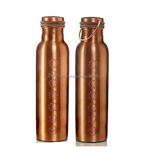 Botella de Agua de Cobre 100% Puro, Ecológica, para Camping, con Grabado de Madera y Logotipo Personalizado, Precio Económico, Mejor Calidad, 900ML, Pulida - Product Image 4