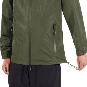 <b>Men's</b> Hooded Waterproof Windbreaker <b>Jacket</b> Stand Collar Casual Winter Wear High Street Style <b>Canvas</b> 100 Grams Front Washed - Product Image 4