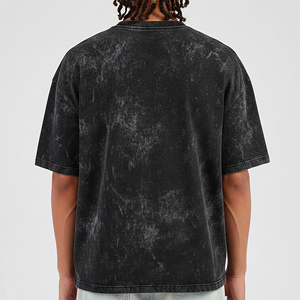 T-shirt Hip Hop Homme Grande Taille 100% Coton Délavé à l'Acide Col Rond Manches Courtes Coupe Ample Respirant Logo Personnalisé – Meilleure Vente - Product Image 5