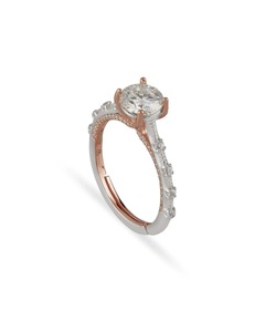 Elegante Anillo de Compromiso de Moissanita con Corte Redondo, Anillo de Boda Chapado en Oro Rosa de 14K para Mujer, de Proveedor Indio - Product Image 5