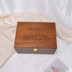 Eco-Friendly Rectangle <b>Wooden</b> <b>Box</b> for Jewelry Gift Storage-Soft Interior for Delicate Items Christmas Chinese New Year Tabletop - Product Image 2