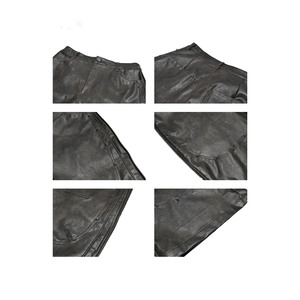 Men's Mid Waist Black Leather Bermuda Shorts Embroidery Decoration Drawstring Closure Cargo Style Waterproof Breathable - Product Image 4