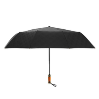 Parapluie pliant automatique personnalisé avec logo, 3 sections, 10 baleines, 116 cm, manche en bois, motif à carreaux, pour cadeaux d'entreprise et voyages d'affaires