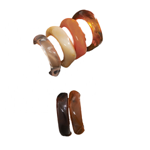 Newest Vintage Irregular Translucent Wide Acrylic Big Bangles Women Punk Personality Resin Marble Acetate Geometric Fashion - Product Image 4
