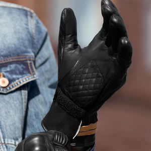 Guantes deportivos antideslizantes para motocicleta, de dedo completo, para hombre, color negro, con protección en los nudillos y doble costura. - Product Image 6