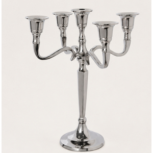 Classic 5 Arm Metal Candelabra <b>Silver</b> Aluminum <b>Candlestick</b> Holder Wedding Table Centerpiece Taper Candle Stand For Event Decor - Product Image 5