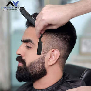 Navaja de Afeitar Recta de Acero Inoxidable Premium Hecha a Mano con Mango de Madera Pakka Negra y Bloqueo Integrado, Herramienta de Afeitado Desechable para Barberos - Product Image 5