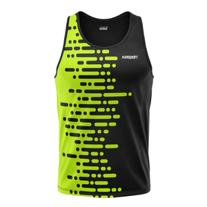 Haut personnalisé imprimé à rayures dégradées bleu-noir, extensible dans quatre directions, respirant, anti-transpiration, séchage rapide, en Spandex/Polyester - Product Image 2