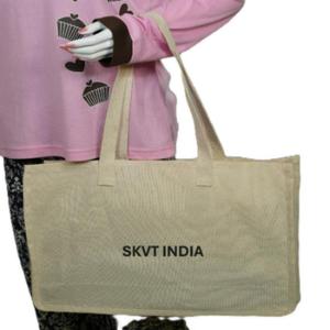 Wholesale <b>Medium</b> Organic Cotton Canvas Tote <b>Bag</b> Reusable Shopping Zipper Customizable Logo Print Recyclable Fashion Embroidery - Product Image 4