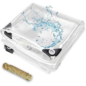 Bâche transparente imperméable 3,3 x 8,2 pieds en PVC vinyle robuste avec œillets, anti-déchirure, couverture de protection étanche - Product Image 1