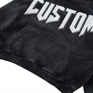 Custom Printed Solid Digital Printing Black Cropped Hoodie Men's Oversized Fleece Sweatshirt Casual Autumn Wear - Product Image 6