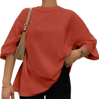 T-shirt oversize pour femme de haute qualité, coupe régulière, doux, uni, vente en gros, vêtements décontractés, vêtements de sport, t-shirt oversize pour femme