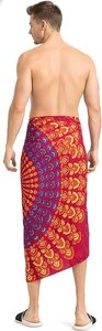Sarong de plage traditionnel uni pour homme, 100 % polyester - Product Image 2
