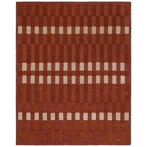 Modern Rust Geometric Area Rug Hand Tufted Textured Pattern Premium Wool Carpet Contemporary Living Room Bedroom <b>Floor</b> Decor Mat - Product Image 1