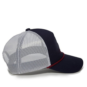 <b>Navy</b> <b>Blue</b> Mesh Trucker Hat With White Side Panels Adjustable Unisex 6-Panel Casual <b>Cap</b> Spring Summer Wear - Product Image 2