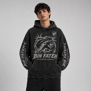 Sweat à capuche personnalisé épais délavé pour garçons, sweat à capuche délavé à l'acide, matière respirante, séchage rapide, sweat à capuche délavé à l'acide pour hommes, vente en gros - Product Image 1